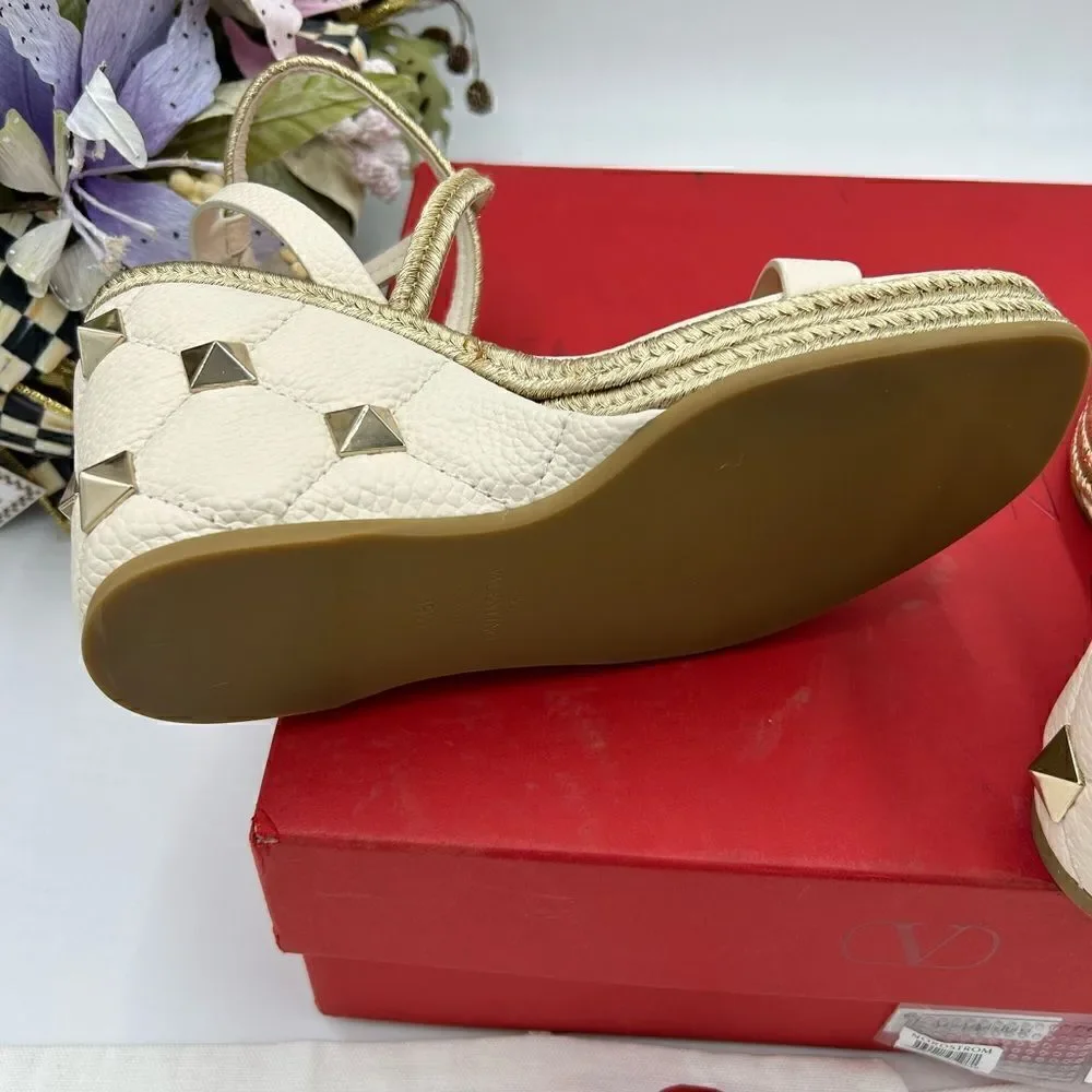 Women’s Valentino,Garavani , Roman stud, espadrille wedge size 39.5 made Italy